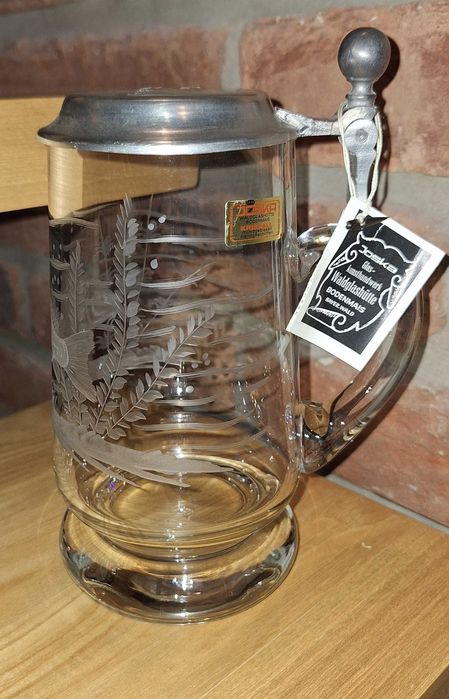 Szklany kufel z pokrywą Joska Glaskunsthandwerk