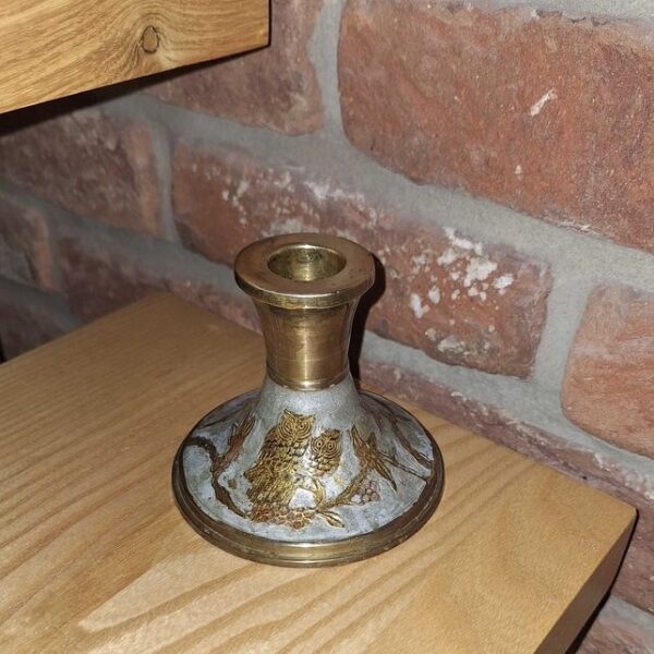 Indyjski mosiężny świecznik emaliowany