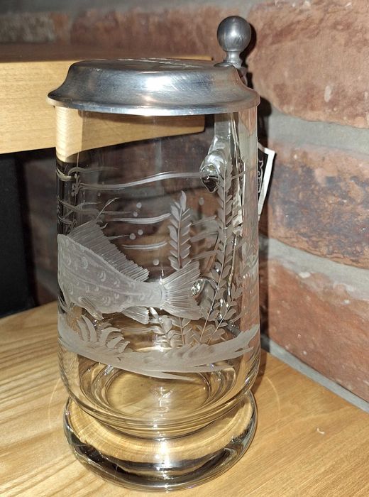 Szklany kufel z pokrywą Joska Glaskunsthandwerk