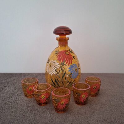 Zabytkowa karafka i kieliszki Art Deco