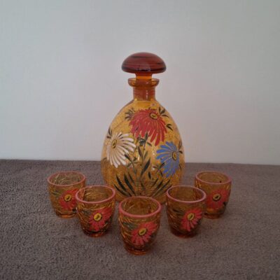 Zabytkowa karafka i kieliszki Art Deco