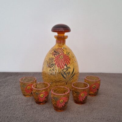 Zabytkowa karafka i kieliszki Art Deco