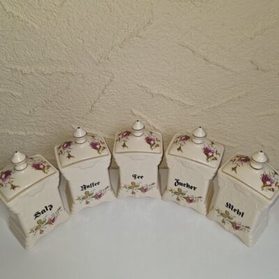 Zabytkowy zestaw ceramicznych pojemników Bolesławiec