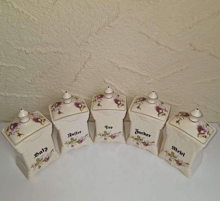 Zabytkowy zestaw ceramicznych pojemników Bolesławiec