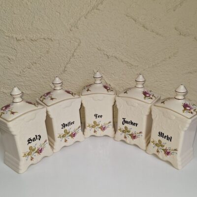 Zabytkowy zestaw ceramicznych pojemników Bolesławiec