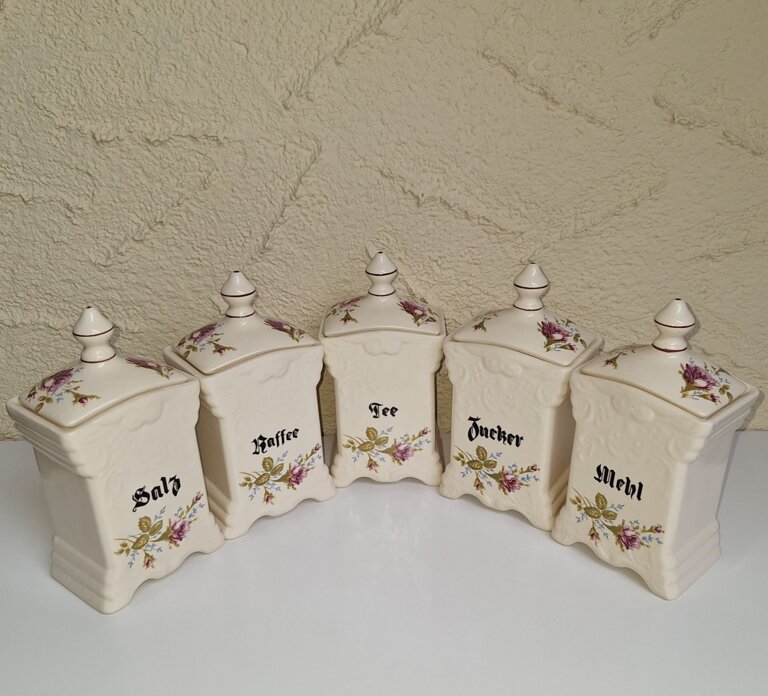 Zabytkowy zestaw ceramicznych pojemników Bolesławiec