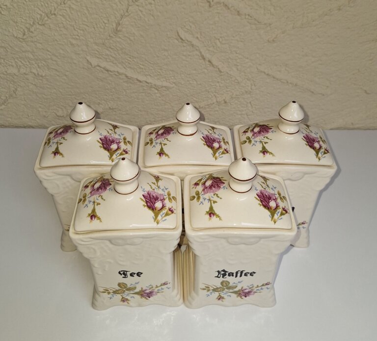 Zabytkowy zestaw ceramicznych pojemników Bolesławiec