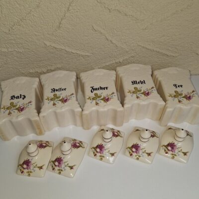 Zabytkowy zestaw ceramicznych pojemników Bolesławiec