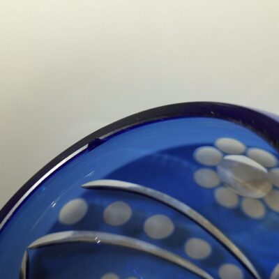 Stylowy wazon Bohemia kryształowe szkło kobaltowe