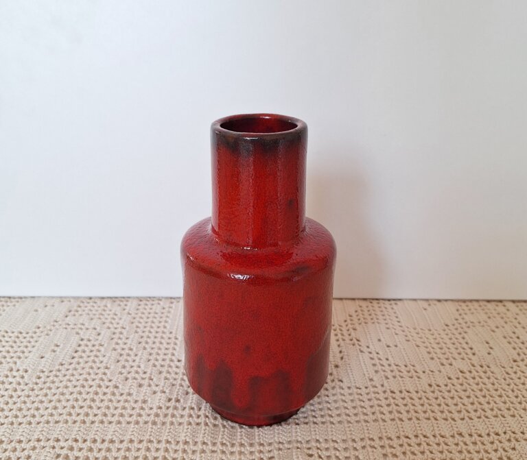 Modernistyczny wazon West Germany czerwony Hartwig Heyne