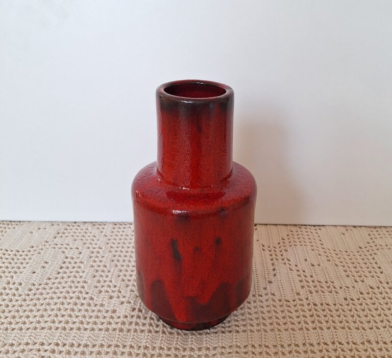 Modernistyczny wazon West Germany czerwony Hartwig Heyne