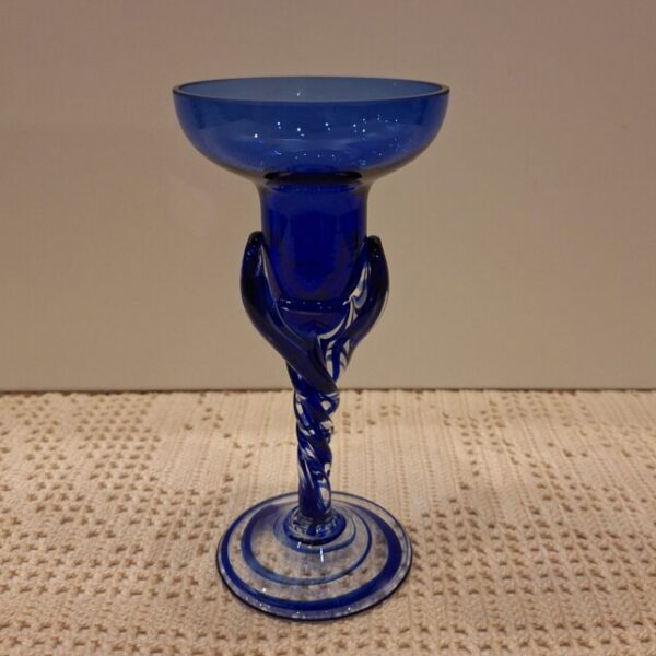 Artystyczny świecznik kobaltowy Józefina Krosno