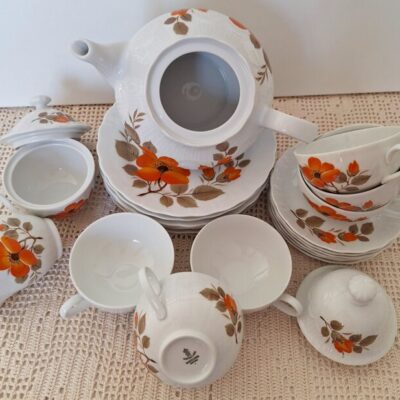 Serwis Kawowo Herbaciany Winterling Pomarańczowy Kwiat