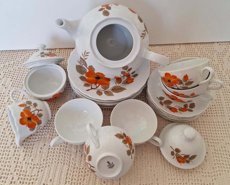 Serwis Kawowo Herbaciany Winterling Pomarańczowy Kwiat