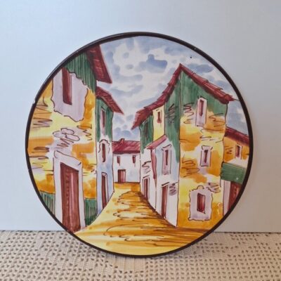 Vintage Hiszpański Talerz Dekoracyjny Ręcznie Malowana Ceramika