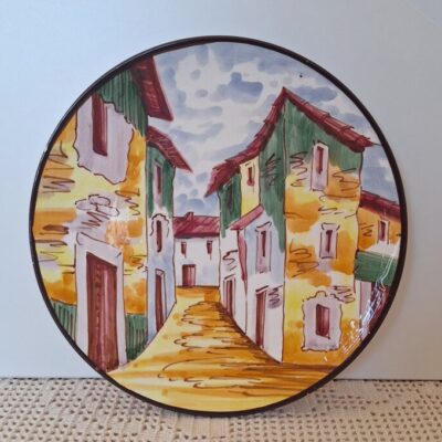 Vintage Hiszpański Talerz Dekoracyjny Ręcznie Malowana Ceramika