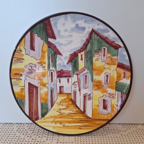 Vintage Hiszpański Talerz Dekoracyjny Ręcznie Malowana Ceramika