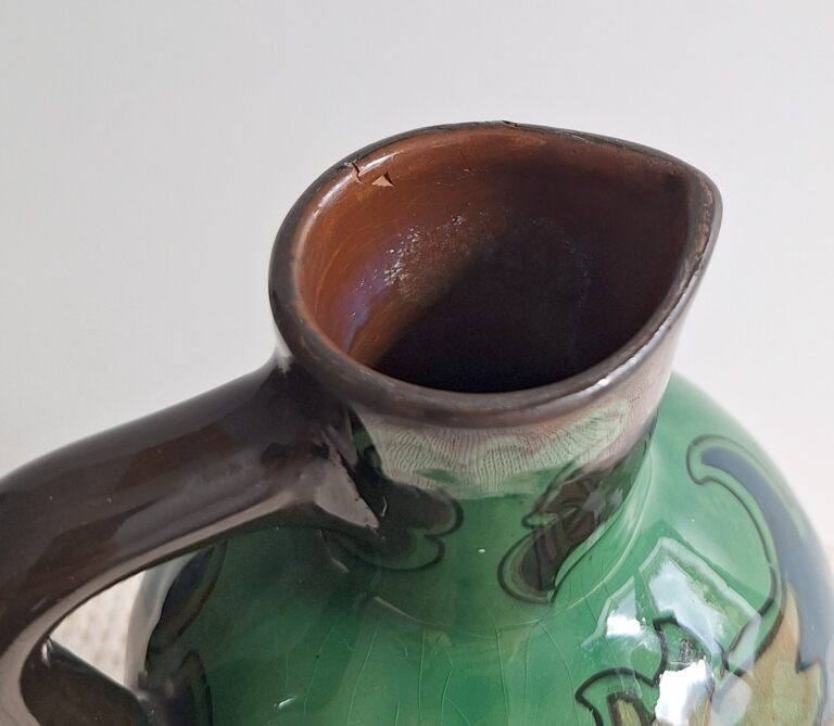 Zabytkowa Karafka Ceramiczna Styl Art Nouveau Gouda Holland