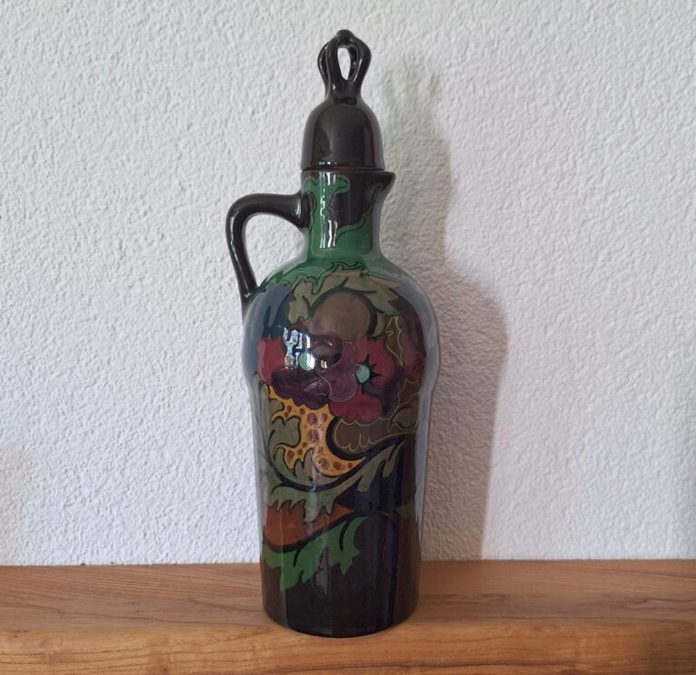 Zabytkowa Karafka Ceramiczna Styl Art Nouveau Gouda Holland