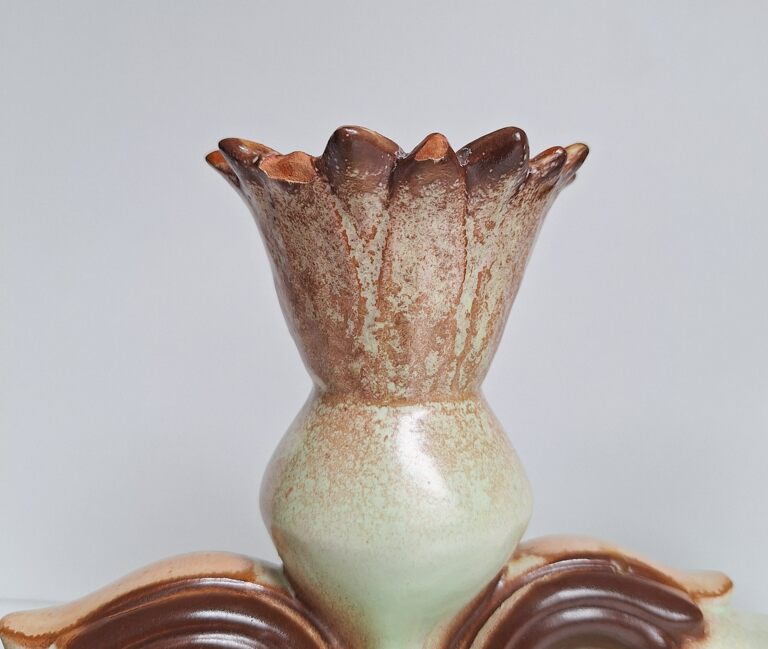 Vintage Świecznik Ceramiczny Trójramienny W Stylu Art Deco