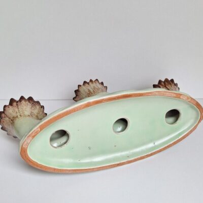 Vintage Świecznik Ceramiczny Trójramienny W Stylu Art Deco