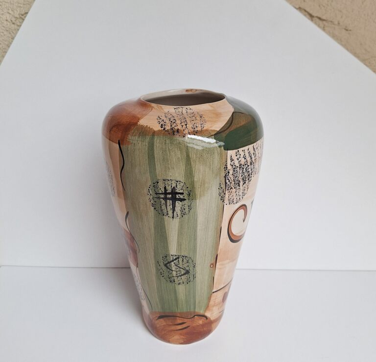 Ręcznie Malowany Wazon Ceramiczny Vintage