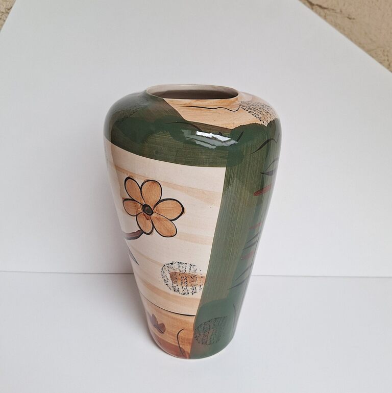 Ręcznie Malowany Wazon Ceramiczny Vintage