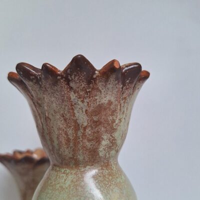 Vintage Świecznik Ceramiczny Trójramienny W Stylu Art Deco