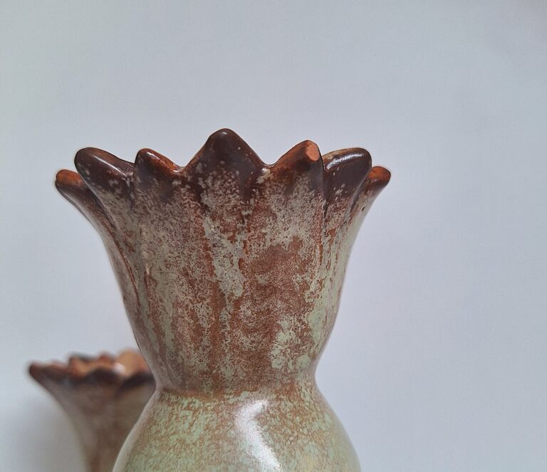 Vintage Świecznik Ceramiczny Trójramienny W Stylu Art Deco