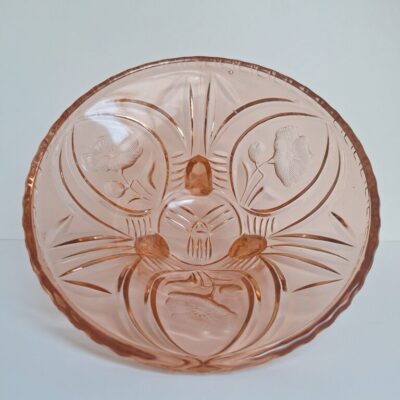 Stara Misa Rozalinowa Z Motywem Kwiatowym – PRL / Art Deco