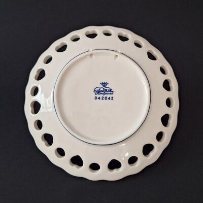 Ażurowy talerz ścienny Delft Blue Handpainted nr 042042
