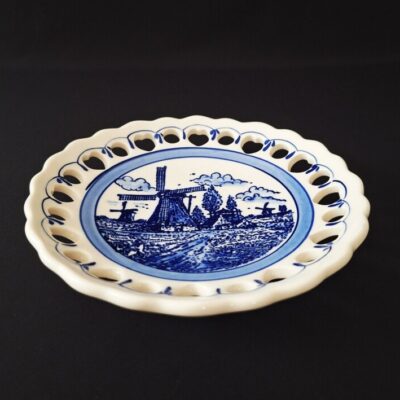 Ażurowy talerz ścienny Delft Blue Handpainted nr 042042