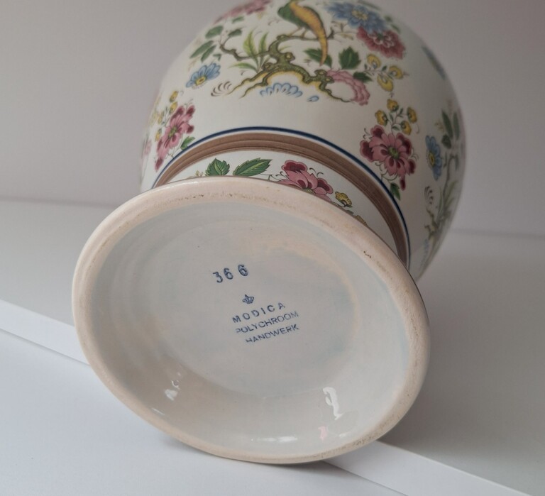 Wazon Ceramiczny Modica Vintage Polychrome Motyw Rajski Ptak