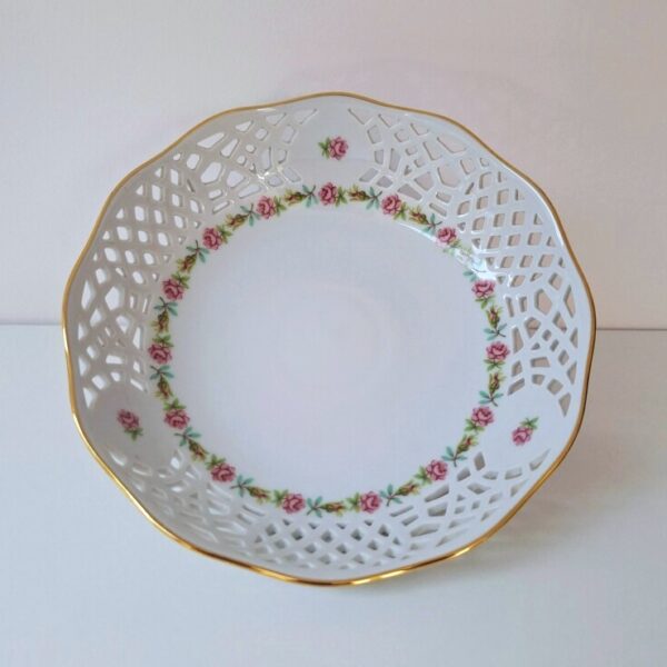 Vintage misa ażurowa Form Marienbad Ingres Weiss z różami