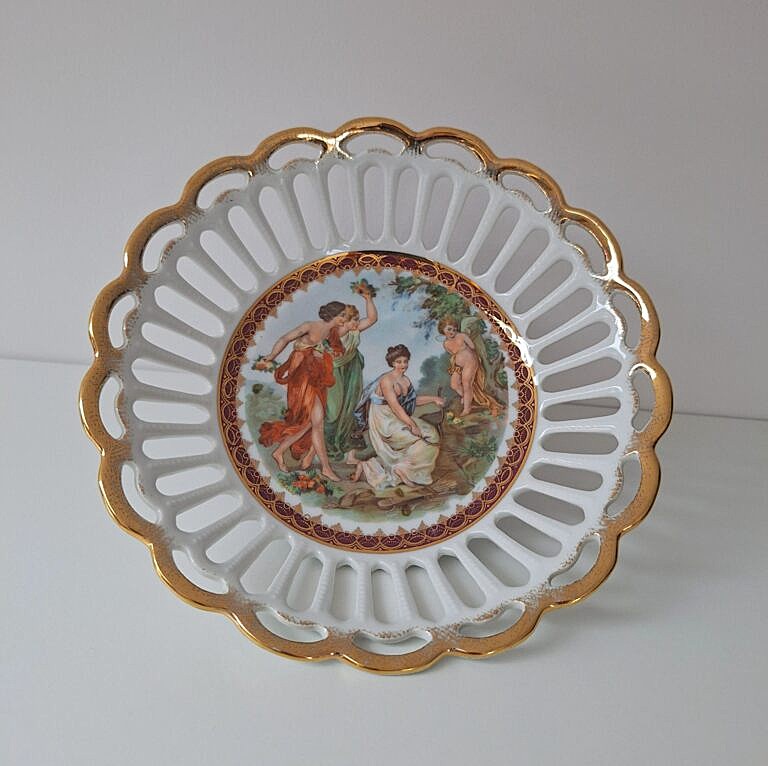Ażurowa Porcelanowa Patera PM Martinroda - Scena Rokokowa