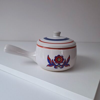 Vintage Ceramiczny Rondelek z Pokrywką Styl Folk / Retro lata 70