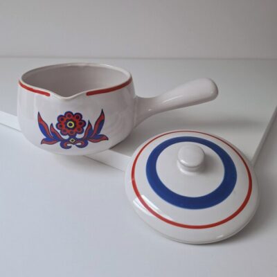 Vintage Ceramiczny Rondelek z Pokrywką Styl Folk / Retro lata 70