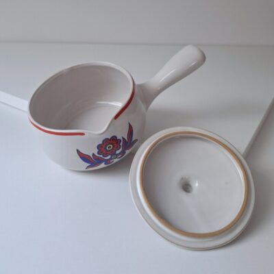 Vintage Ceramiczny Rondelek z Pokrywką Styl Folk / Retro lata 70