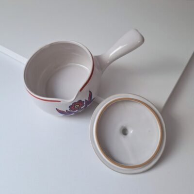 Vintage Ceramiczny Rondelek z Pokrywką Styl Folk / Retro lata 70
