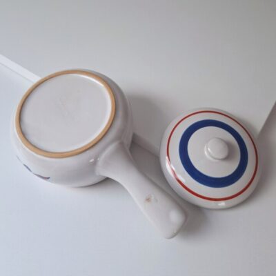 Vintage Ceramiczny Rondelek z Pokrywką Styl Folk / Retro lata 70