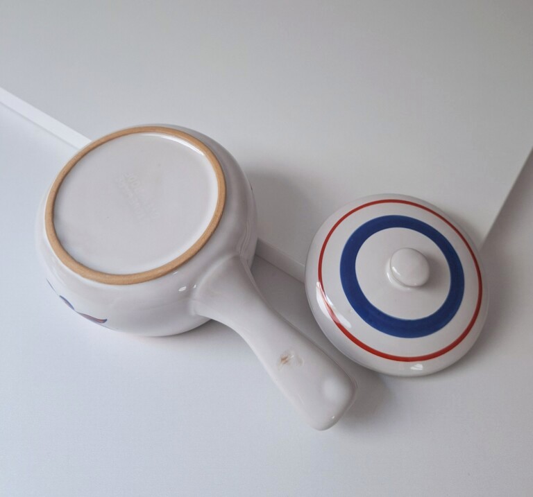 Vintage Ceramiczny Rondelek z Pokrywką Styl Folk / Retro lata 70