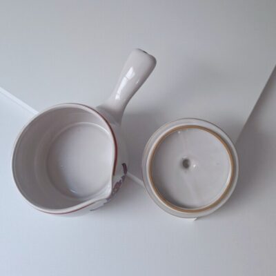 Vintage Ceramiczny Rondelek z Pokrywką Styl Folk / Retro lata 70