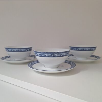 Zestaw 3 porcelanowych miseczek Minh Long ze spodkami