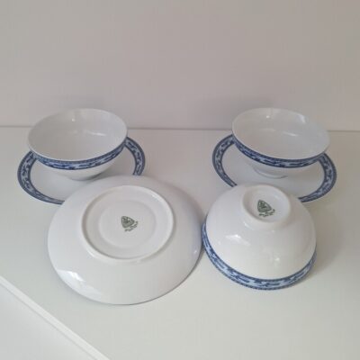 Zestaw 3 porcelanowych miseczek Minh Long ze spodkami