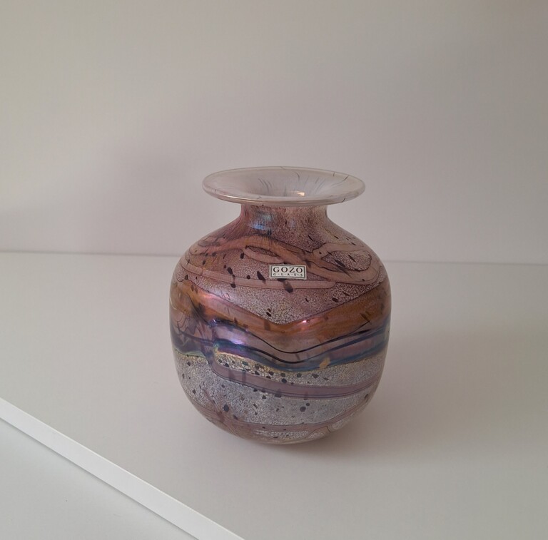 Wazon Szklany Gozo Glass Malta – Wzór Seashell – Vintage