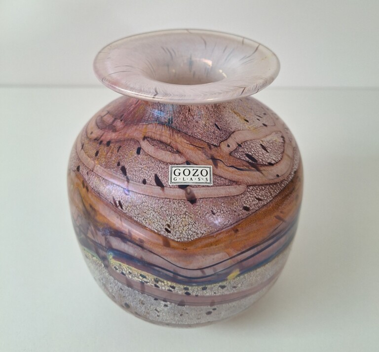 Wazon Szklany Gozo Glass Malta – Wzór Seashell – Vintage