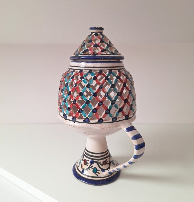 Ceramiczny Lampion Ażurowy - Styl Śródziemnomorski