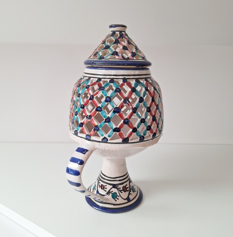 Ceramiczny Lampion Ażurowy - Styl Śródziemnomorski