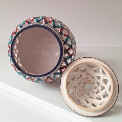 Ceramiczny Lampion Ażurowy - Styl Śródziemnomorski