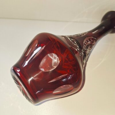 Luksusowa Karafka Kryształowa Rubinowa – Vintage Bohemia